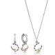 Orphelia® 'Aurora' Women's Sterling Silver Set: Chain-Pendant + Earrings - Silver/Gold SET-7525