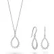 Orphelia® 'Petal' Women's Sterling Silver Set: Necklace + Earrings - Silver SET-7564