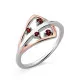 Orphelia® Women's Sterling Silver Ring - Silver/Rose ZR-7496