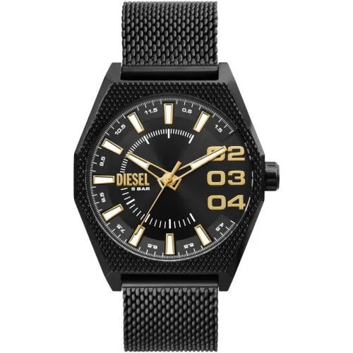 DIESEL 黒ラメトップス Diesel Scraper DZ2194 Quartz Watch at Ormoda