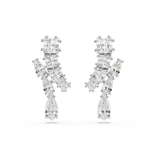 Swarovski® 'Matrix' Women's Base Metal Drop Earrings - Silver