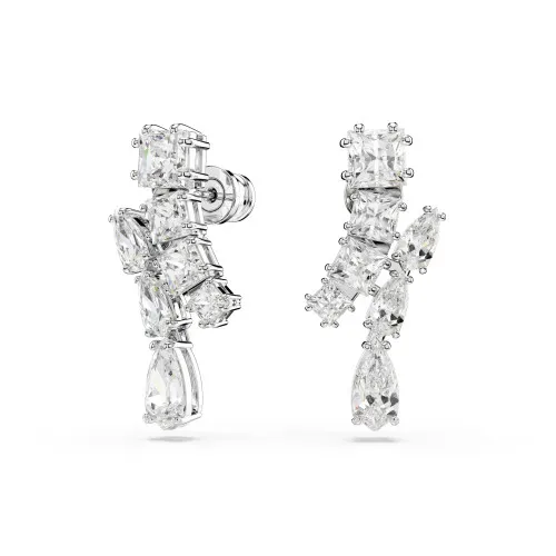 Swarovski® 'Matrix' Women's Base Metal Drop Earrings - Silver