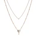 Fossil Jewellery® 'Flutter Hearts' Femmes Acier inoxydable Collier - Or rose JF03648791