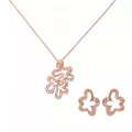 Orphelia® 'Malenia' Women's Sterling Silver Set: Chain-Pendant + Earrings - Rose SET-7077/1