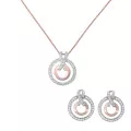 Orphelia® 'Azalea' Femmes Argent Set: Collier-Pendentif + Boucles d'oreilles - Argent/Rose SET-7095/1