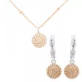 Orphelia® 'Leanna' Damen Sterling Silber Set: Halskette-Anhanger + Ohrringe - Silber/Rosa SET-7120