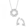 Orphelia® 'Onyx' Dames Zilver 925 925 Set: Ketting-Hanger + Oorbellen - Zilverkleurig SET-7127