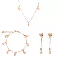 Orphelia® 'Elisa' Women's Sterling Silver Set: Chain + Bracelet + Earrings - Rose SET-7381