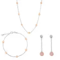 Orphelia® 'Aurelie' Dames Zilver 925 925 Set: Ketting + Armband + Oorbellen - Zilver/Rosé SET-7385