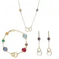 Orphelia® 'Eloise' Women's Sterling Silver Set: Chain + Bracelet + Earrings - Gold SET-7409/G