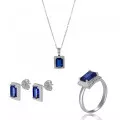 Orphelia® Women's Sterling Silver Set: Necklace + Earrings + Ring - Silver SET-7425/SA #1