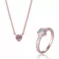 Orphelia® 'Nora' Women's Sterling Silver Set: Necklace + Ring - Rose SET-7435