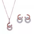 Orphelia® 'Carleen' Damen Sterling Silber Set: Halskette-Anhanger + Ohrringe - Rosé SET-7440