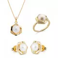 Orphelia® 'Aliva' Dames Zilver 925 925 Set: Ketting + Oorbellen + Ring - Goudkleurig SET-7469/G