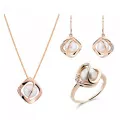 Orphelia® Women's Sterling Silver Set: Necklace + Earrings + Ring - Rose SET-7471/RG #1