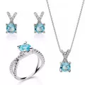 Orphelia® 'Maya' Dames Zilver 925 925 Set: Ketting + Oorbellen + Ring - Zilverkleurig SET-7478/AQ