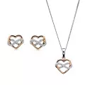 Orphelia® 'Jasmina' Dames Zilver 925 925 Set: Ketting-Hanger + Oorbellen - Zilver/Rosé SET-7483