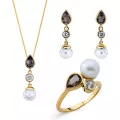 Orphelia® 'Lylou' Dames Zilver 925 925 Set: Ketting + Oorbellen + Ring - Goudkleurig SET-7498/G