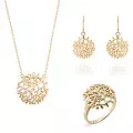 Orphelia® Women's Sterling Silver Set: Necklace + Earrings + Ring - Gold SET-7502/G #1