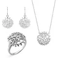 Orphelia® Women's Sterling Silver Set: Necklace + Earrings + Ring - Silver SET-7502 #4