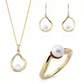 Orphelia® 'Baptiste' Femmes Argent Set: Necklace + Earrings + Ring - Or SET-7507/G