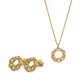 Orphelia® 'Estelle' Dames Zilver 925 925 Set: Ketting-Hanger + Oorbellen - Goudkleurig SET-7516/G