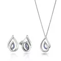 Orphelia® 'Dazzle' Femmes Argent Set: Collier-Pendentif + Boucles d'oreilles - Argent SET-7518/B