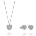 Orphelia® 'Elite' Women's Sterling Silver Set: Necklace + Earrings - Silver SET-7566