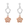 Orphelia® 'Nixie' Women's Sterling Silver Drop Earrings - Silver/Rose ZO-7377