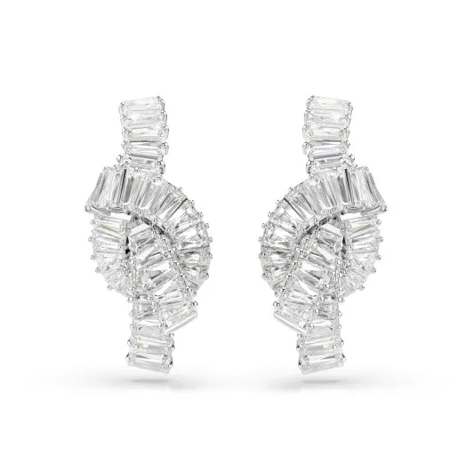 Swarovski® 'Matrix' Women's Base Metal Drop Earrings - Silver 5727040