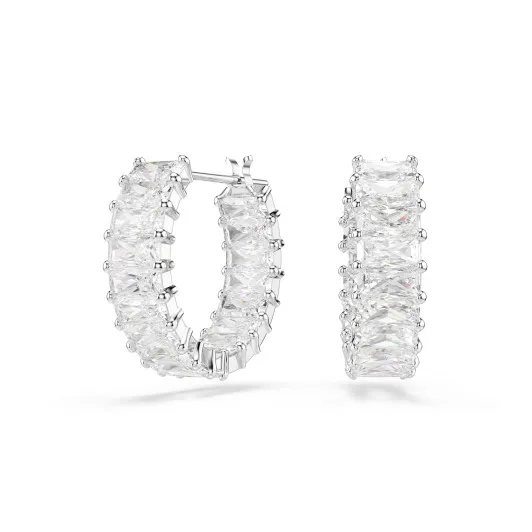 Swarovski® 'Matrix' Women's Base Metal Hoop Earrings - Silver 5733397