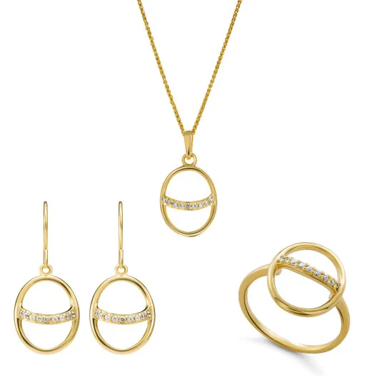 Orphelia® 'Amaliada' Femmes Argent Set: Necklace + Earrings + Ring - Or SET-7572