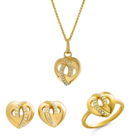 Orphelia® 'Amore' Femmes Argent Set: Necklace + Earrings + Ring - Or SET-7577/G