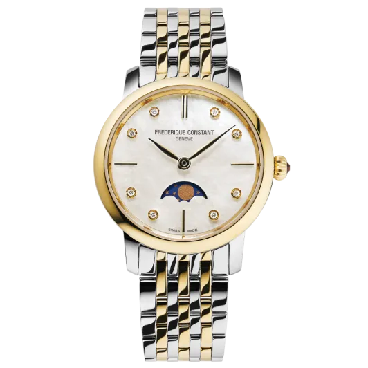 Frederique Constant® Analogique 'Slimline Moonphase' Femmes Montre FC-206MPWD1S3B