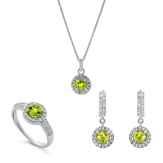 Orphelia® 'Bristol' Femmes Argent Set: Necklace + Earrings + Ring - Argent SET-7579/G