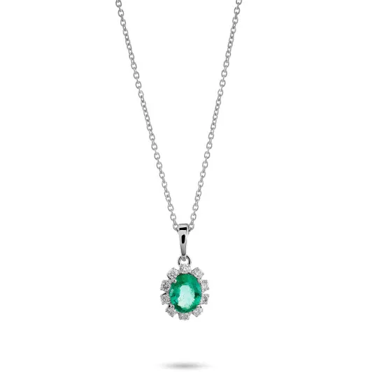 Orphelia® 'Fara' Women's Whitegold 18C Pendant with Chain - White KD-2045/EM