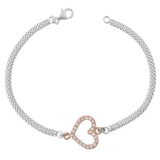 Orphelia® 'Penelope' Damen Sterling Silber Armbänd - Silber/Rosa ZA-7103