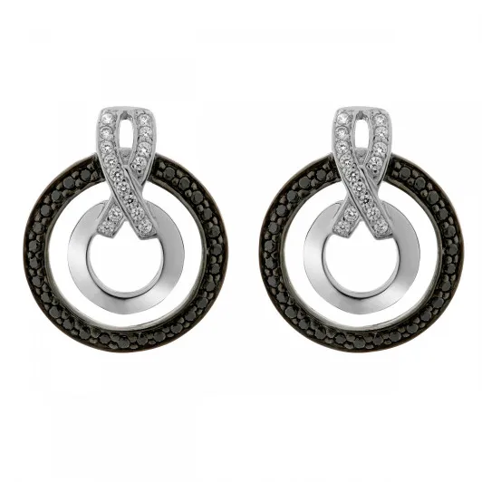 Orphelia® 'Azalea' Femmes Argent Puce d'oreille - Argent/Noir ZO-7095/2