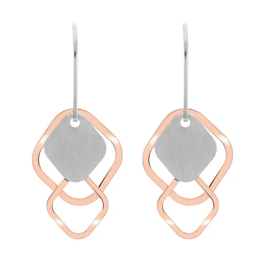 Orphelia® 'Inez' Women's Sterling Silver Drop Earrings - Silver/Rose ZO-7391