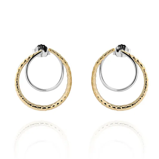 Orphelia® 'Bastien' Women's Sterling Silver Stud Earrings - Silver/Gold ZO-7499