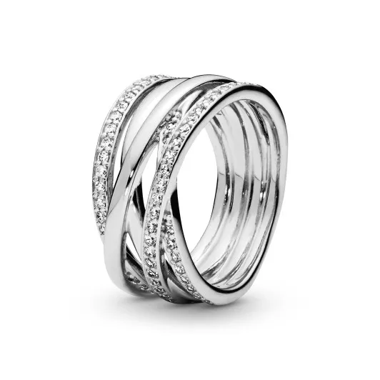 Pandora® 'Sparkling & Polished Lines' Femmes Argent Bague - Argent 190919CZ