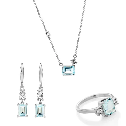 Orphelia® 'Fira' Femmes Argent Set: Necklace + Earrings + Ring - Argent SET-7571