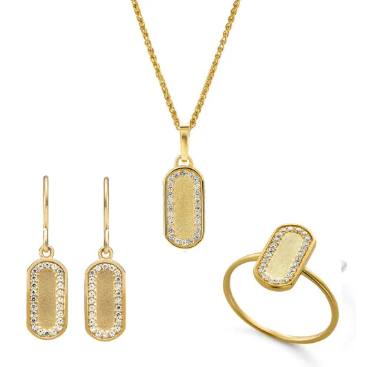 Orphelia® 'Malaga' Femmes Argent Set: Necklace + Earrings + Ring - Or SET-7573/G