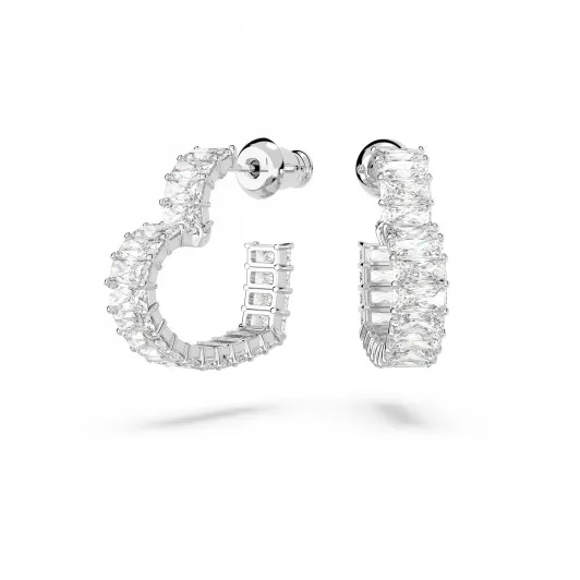Swarovski® 'Matrix' Women's Base Metal Hoop Earrings - Silver 5653170