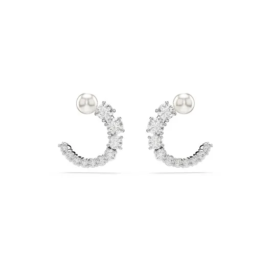 Swarovski® 'Matrix' Women's Base Metal Hoop Earrings - Silver 5692260