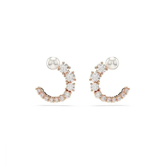 Swarovski® 'Matrix' Women's Gold Plated Metal Hoop Earrings - Rose 5692264