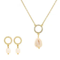 Orphelia® 'Spa' Femmes Argent Set: Necklace + Earrings - Or SET-7575/G