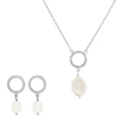 Orphelia® 'Spa' Femmes Argent Set: Necklace + Earrings - Argent SET-7575