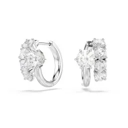 Swarovski 'Matrix Crash' Women's Base Metal Hoop Earrings - Silver 5753572
