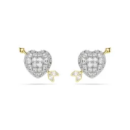 Swarovski® 'Idyllia E Heart' Women's Base Metal Stud Earrings - Silver/Gold 5737298